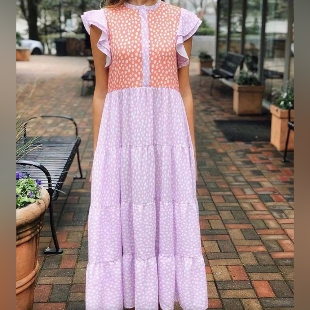 Floral Ruffle Sleeve Maxi Dress